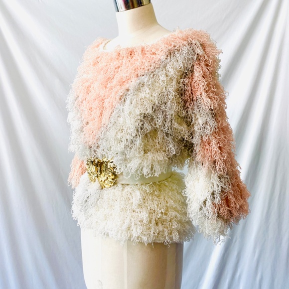 SIDEFFECTS  shaggy hand crocheted boho vibe sweater. - Picture 2 of 6